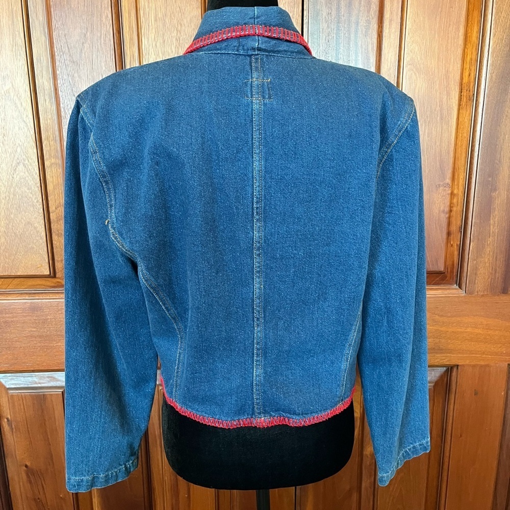 VTG Western Rodeo Boho Rinzi International aztec embroidered denim jacket Size M - Picture 5 of 10
